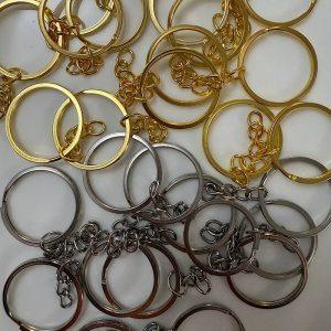خرید حلقه جاسوئیچی زنجیر دار طلایی و نقره‌ای | بسته ۱۰ عددی مناسب ساخت جاسوئیچی
