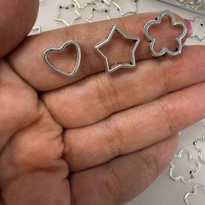 خرجکار نقره‌ای ستاره، قلب و گل برای ساخت زیورآلات فانتزی و پینترستی